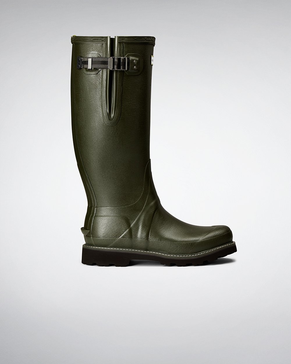 Hunter Hombre Balmoral Side Adjustable - Botas de Lluvia Verde Oscuro Oliva - 047-XNKYSO